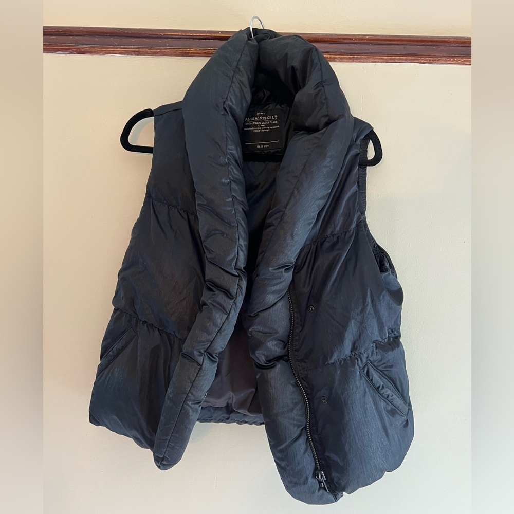 All Saints Black Down Puffer Vest